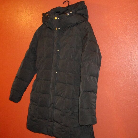 Cole Haan Signature Woman Large Black Full Zip Feather Down Hooded Jacket - Picture 3 of 10